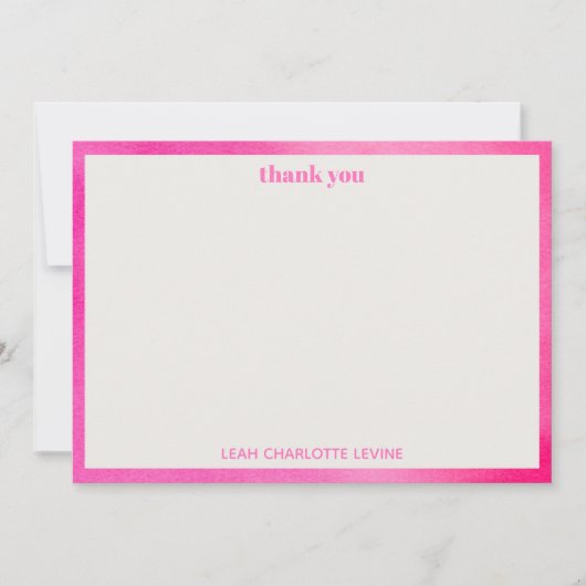 Moderne Roze Waterverf Trendy Aangepaste Bat Mitzv Bedankkaart (Voorkant)