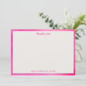 Moderne Roze Waterverf Trendy Aangepaste Bat Mitzv Bedankkaart (Staand voorkant)