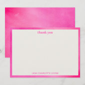 Moderne Roze Waterverf Trendy Aangepaste Bat Mitzv Bedankkaart (Voorkant / Achterkant)