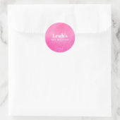 Moderne Roze Waterverf Trendy Aangepaste Bat Mitzv Ronde Sticker (Tas)