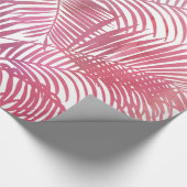 Moderne roze waterverf tropische palmbladeren cadeaupapier (Hoek)