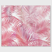 Moderne roze waterverf tropische palmbladeren cadeaupapier (Vlak)