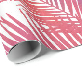Moderne roze waterverf tropische palmbladeren cadeaupapier (Rol Hoek)