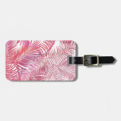 Moderne roze waterverf tropische palmboom florale bagagelabel (Voorkant horizontaal)