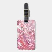 Moderne roze waterverf tropische palmboom florale bagagelabel (Voorkant verticaal)