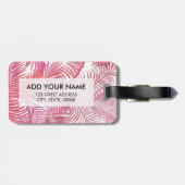 Moderne roze waterverf tropische palmboom florale bagagelabel (Achterkant horizontaal)