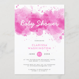 Moderne roze Waterverf Typografie-Baby shower Kaart