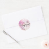 Moderne roze Waterverf veer dank u doop Ronde Sticker (Envelop)