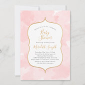 Moderne roze Waterverf verrassing baby shower Kaart (Voorkant)