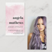 Moderne roze waterverf vetgedrukte haarstylist fot visitekaartje (Voorkant / Achterkant)