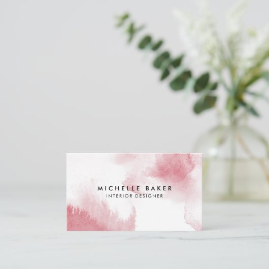 Moderne roze Waterverf Visitekaartje (Staand voorkant)