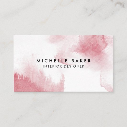 Moderne roze Waterverf Visitekaartje (Voorkant)