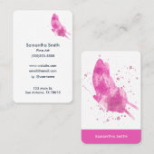 Moderne roze Waterverf vlinder Visitekaartje (Voorkant / Achterkant)