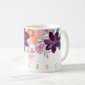 Moderne roze Waterverf Voeg Jouw naam toe Koffiemok (Voorkant rechts)