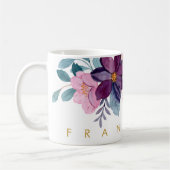 Moderne roze Waterverf Voeg Jouw naam toe Koffiemok (Links)