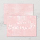 Moderne roze waterverf Wil je mijn bruidsmeisje zi Kaart (Voorkant / Achterkant)