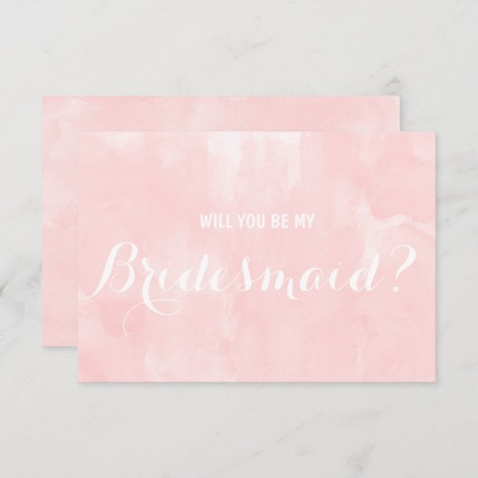 Moderne roze waterverf Wil je mijn bruidsmeisje zi Kaart (Voorkant / Achterkant)