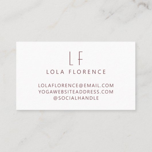 Moderne roze Waterverf YOGA-bedekking - Aangepaste Visitekaartje (Achterkant)