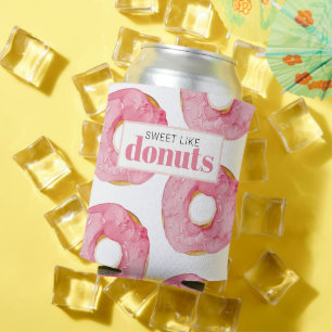 Moderne roze Waterverf zoet als donuts Quote Blikjeskoeler