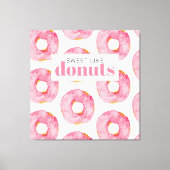 Moderne roze Waterverf zoet als donuts Quote Canvas Afdruk (Voorkant)