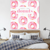 Moderne roze Waterverf zoet als donuts Quote Canvas Afdruk (Insitu (Slaapkamer))