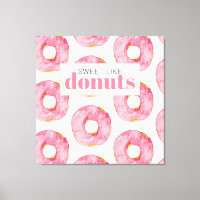Moderne roze Waterverf zoet als donuts Quote