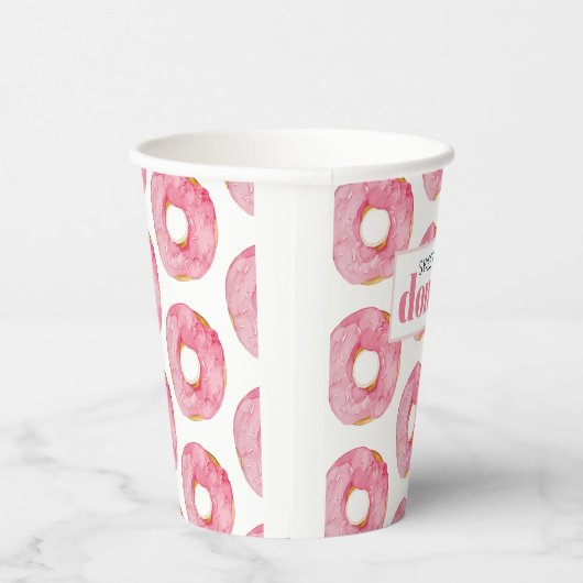 Moderne roze Waterverf zoet als donuts Quote Papieren Bekers (Rechts)