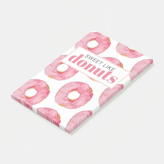 Moderne roze Waterverf zoet als donuts Quote Post-it® Notes (Schuin)