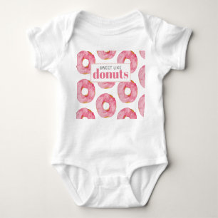 Moderne roze Waterverf zoet als donuts Quote Romper