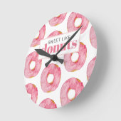 Moderne roze Waterverf zoet als donuts Quote Ronde Klok (Hoek)