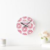 Moderne roze Waterverf zoet als donuts Quote Ronde Klok (Huis)