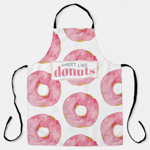 Moderne roze Waterverf zoet als donuts Quote Schort