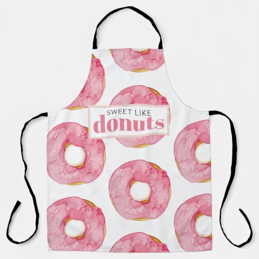 Moderne roze Waterverf zoet als donuts Quote Schort (Voorkant)
