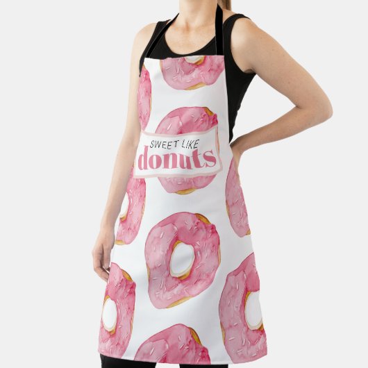 Moderne roze Waterverf zoet als donuts Quote Schort (Insitu)