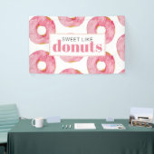 Moderne roze Waterverf zoet als donuts Quote Spandoek (Beurs)