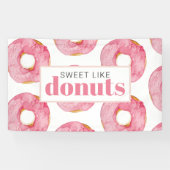 Moderne roze Waterverf zoet als donuts Quote Spandoek (Horizontaal)