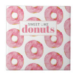 Moderne roze Waterverf zoet als donuts Quote Tegeltje<br><div class="desc">Moderne roze Waterverf zoet als donuts Quote</div>