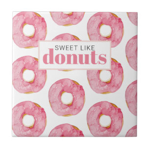Moderne roze Waterverf zoet als donuts Quote Tegeltje