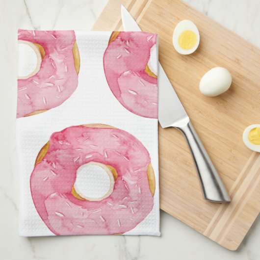 Moderne roze Waterverf zoet als donuts Quote Theedoek (Quarter Fold)