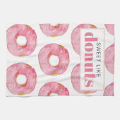 Moderne roze Waterverf zoet als donuts Quote Theedoek (Horizontaal)