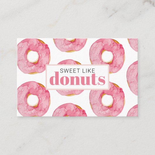 Moderne roze Waterverf zoet als donuts Quote Visitekaartje (Voorkant)
