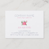 Moderne roze Waterverven Roos wit en blauw Visitekaartje (Achterkant)