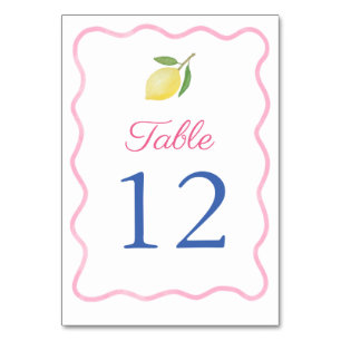 Moderne Roze Wavy Border Lemon Wedding Kaart