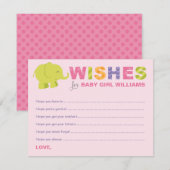 Moderne roze wensen voor babymeisje Elephant Showe Advieskaart (Voorkant / Achterkant)