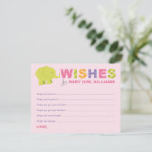 Moderne roze wensen voor babymeisje Elephant Showe Advieskaart (Staand voorkant)