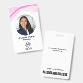 Moderne roze werknemer foto badge (Voor- en achterkant)
