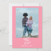 Moderne Roze Whimsical Summer Fun Foto Bruiloft Save The Date (Voorkant)