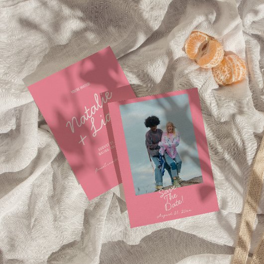 Moderne Roze Whimsical Summer Fun Foto Bruiloft Save The Date