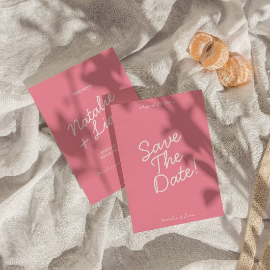 Moderne Roze Whimsical Zomer Fun Trouwdag Save The Date