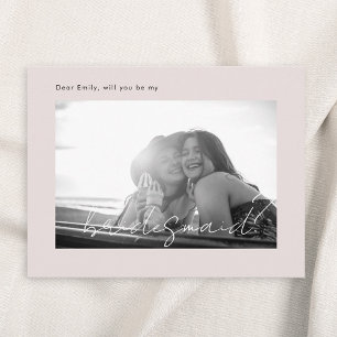Moderne Roze Wil Je Mijn Bruidsmeisje Foto Uitnodiging Briefkaart